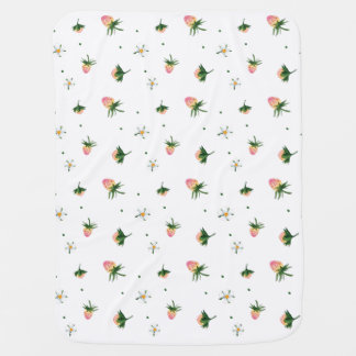Baby Blanket with Sweet Watercolor Strawberries