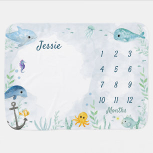 Baby blanket with under the sea animals