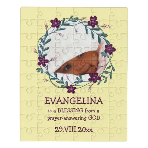 Baby  BLESSING FROM GOD  Floral  Photo Keepsake Jigsaw Puzzle