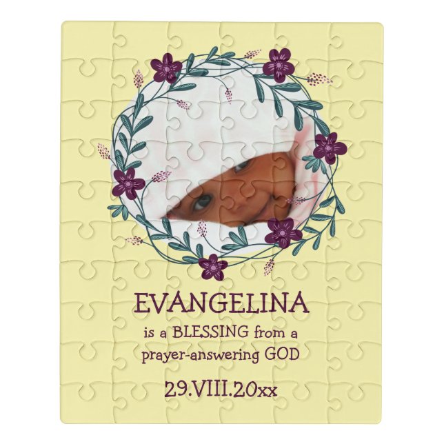 Baby | BLESSING FROM GOD | Floral | Photo Keepsake Jigsaw Puzzle (Puzzle Vertical)