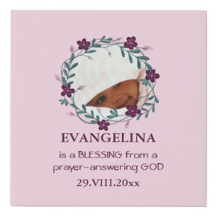 Baby   BLESSING FROM GOD   PINK   Photo Keepsake Faux Canvas Print