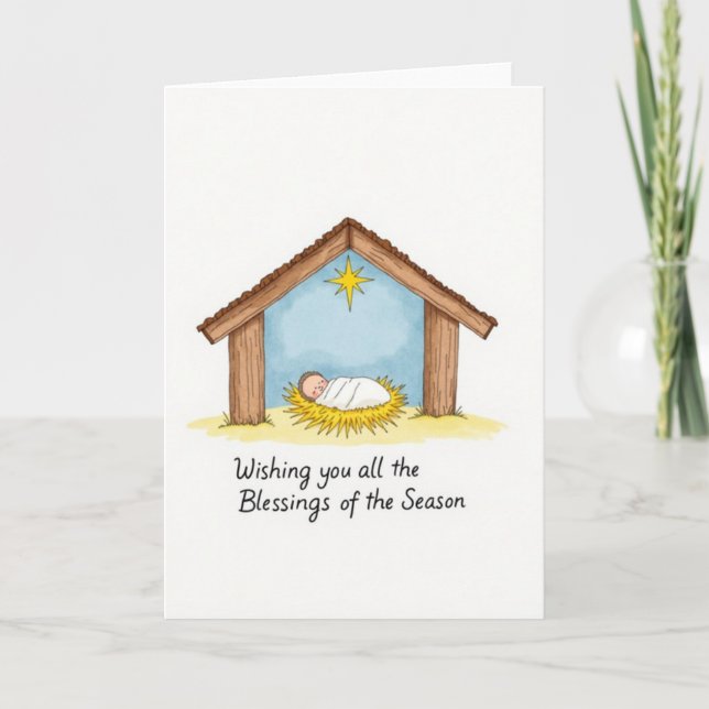 Baby Blessing Watercolor Art Card (Front)