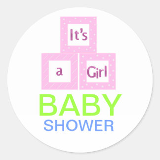 Baby Blocks Baby Shower Classic Round Sticker