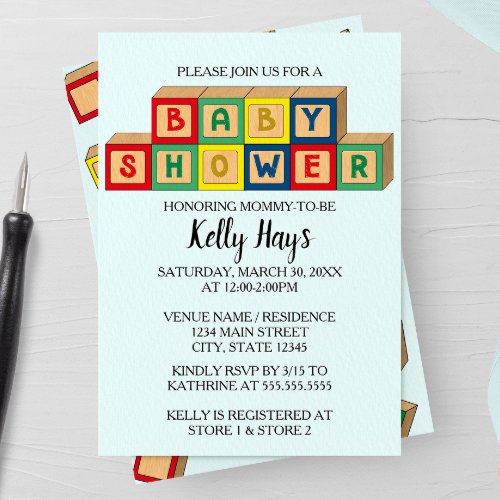 Baby Blocks Baby Shower Invitation