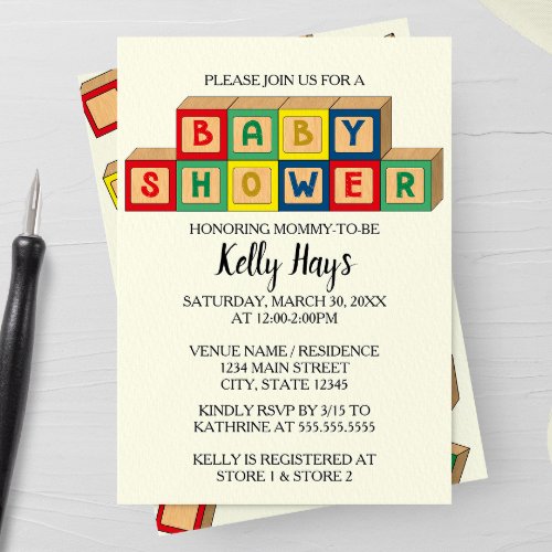 Baby Blocks Baby Shower Invitation