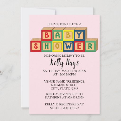 Baby Blocks Baby Shower Invitation | Zazzle