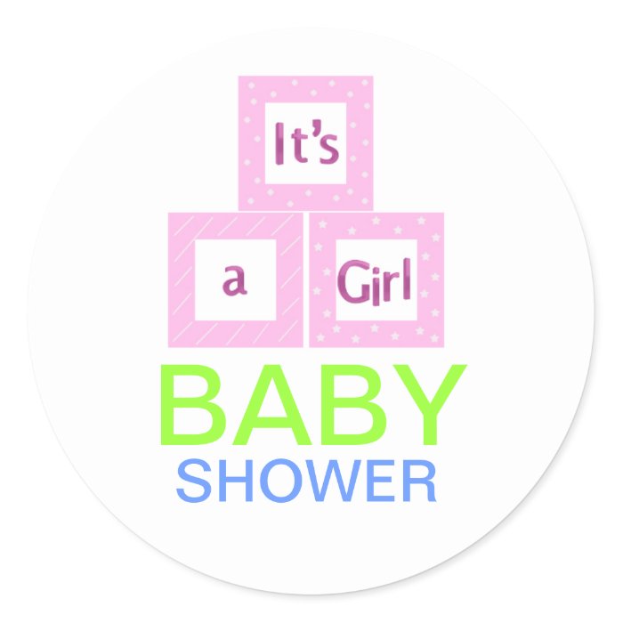 Baby Blocks Baby Shower Round Sticker