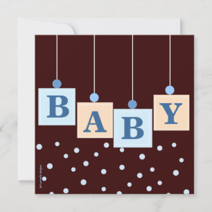 BABY Blocks Blue Boy Baby Shower Invitation