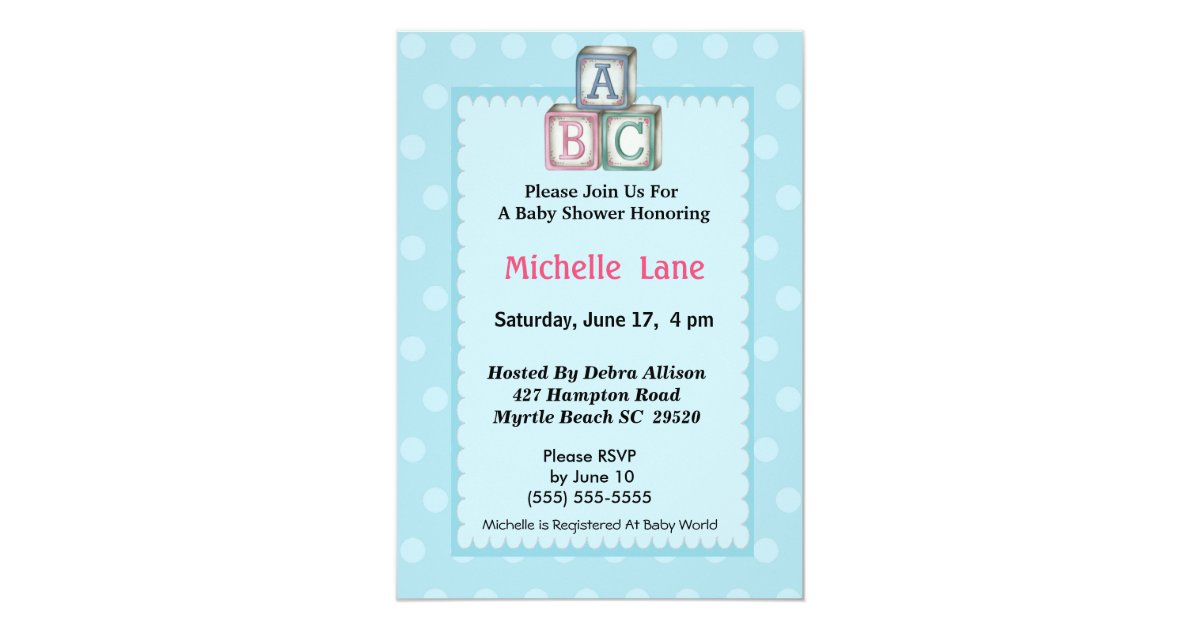 Baby Blocks Boy Shower Invitation