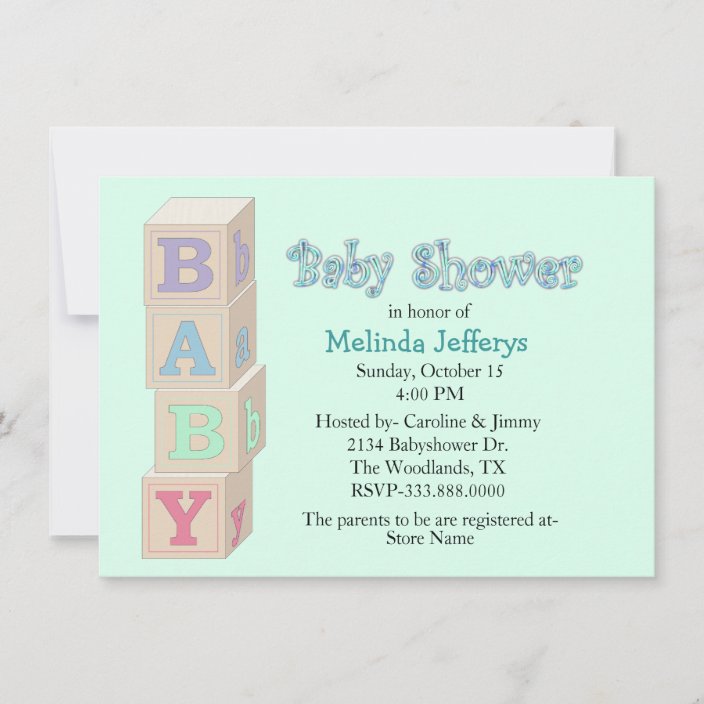 Baby Blocks Custom Baby Shower Invitation Zazzle Com