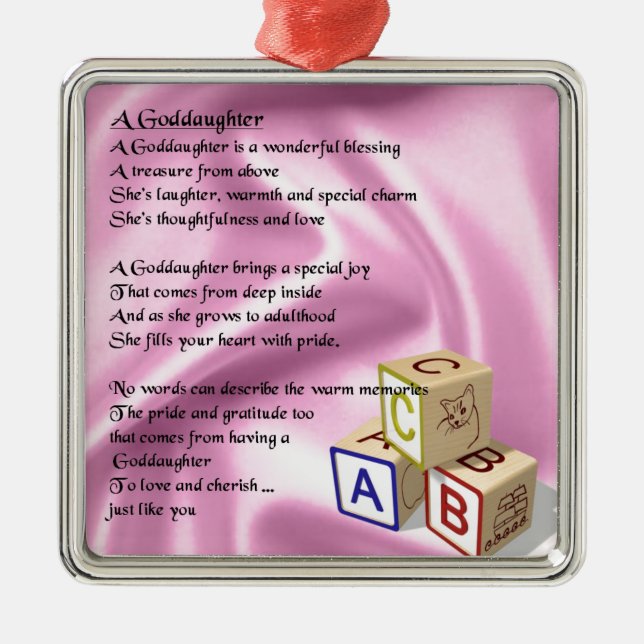 Baby Blocks goddaughter poem Metal Ornament (Front)