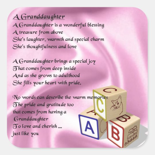 Baby Blocks Granddaughter poem Square Sticker | Zazzle.com