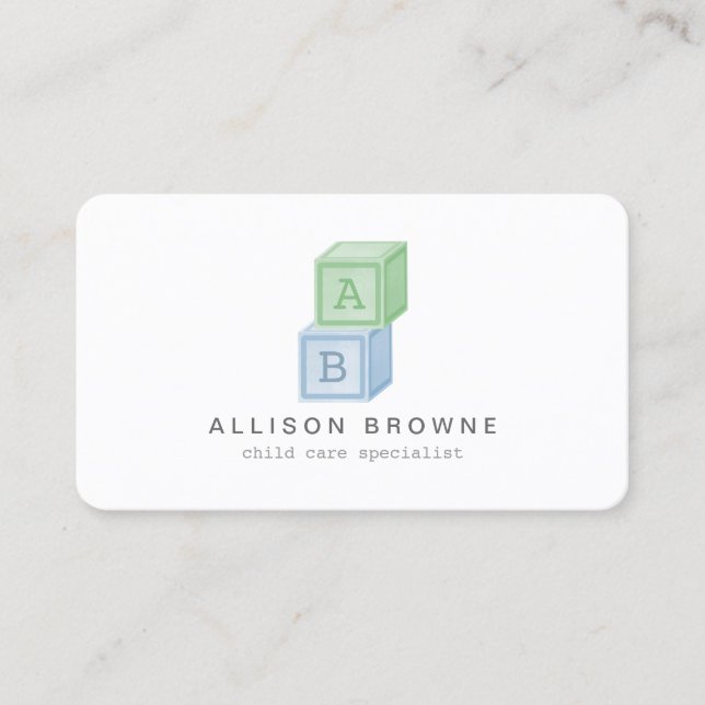 Baby Blocks Monogram Childcare, Babysitter Card 3 (Front)