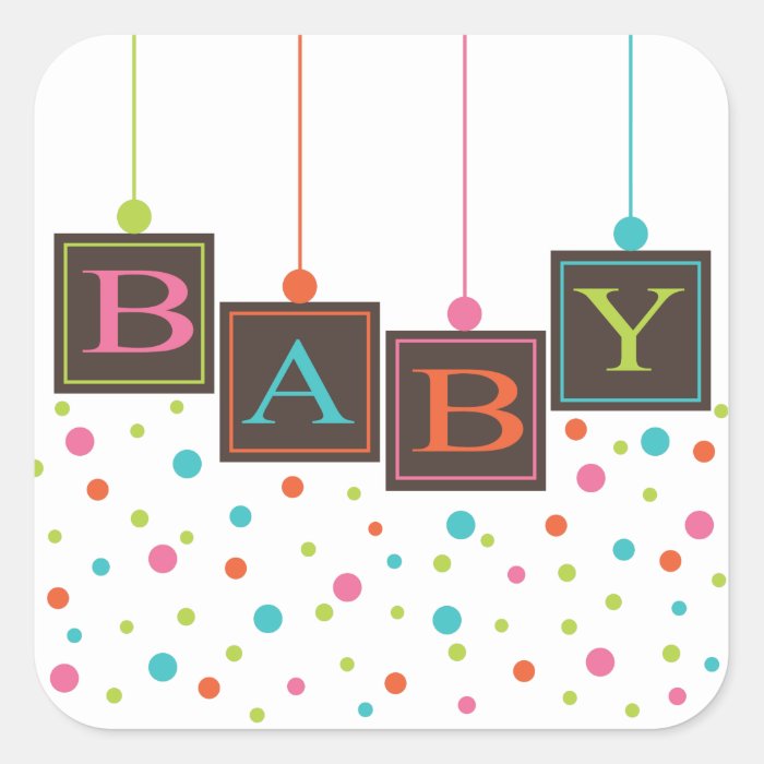 BABY Blocks of Bright Color Baby Shower Sticker