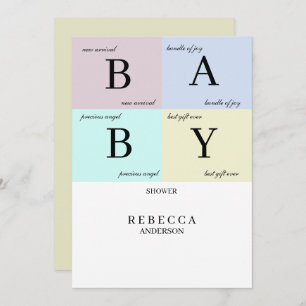 Baby Blocks Pastel Baby Shower Invitation