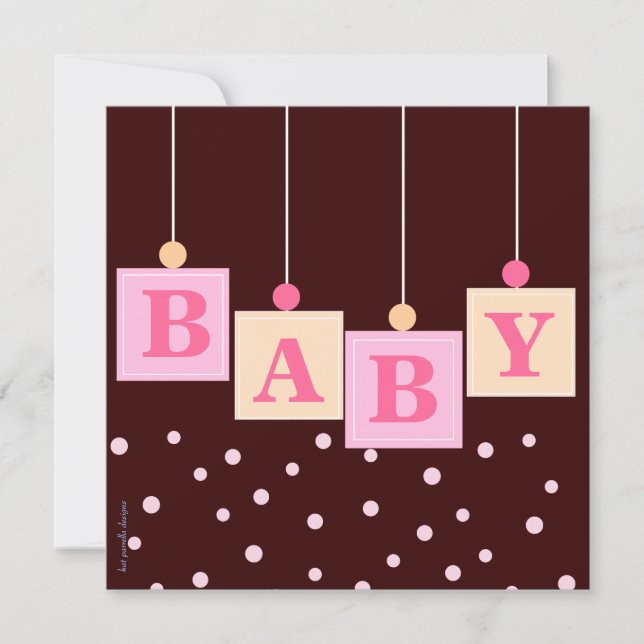 BABY Blocks Pink Girl Baby Shower Invitation (Front)