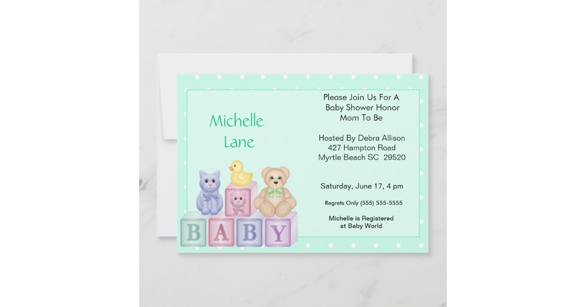 Baby Blocks Shower Invitation Zazzle