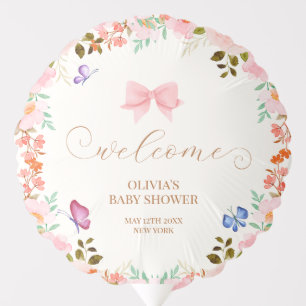 Baby Bloom Floral Butterfly Baby Shower Welcome  Balloon