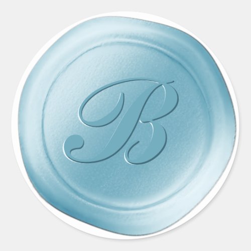Baby Blue 1 Letter Monogram Wax Seal Stickers