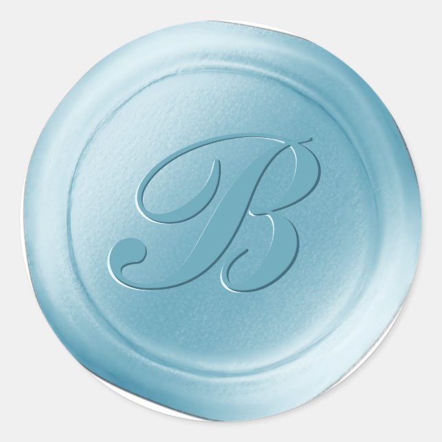 Baby Blue 1 Letter Monogram Wax Seal Stickers (Front)