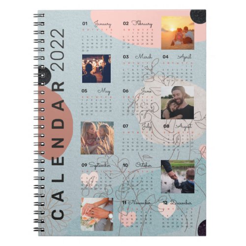 Baby Blue 2022 Calendar  6 Photo Personalized it  Notebook