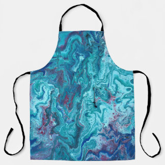 Baby Blue 2 Flowing Blue Acrylic Abstract Apron