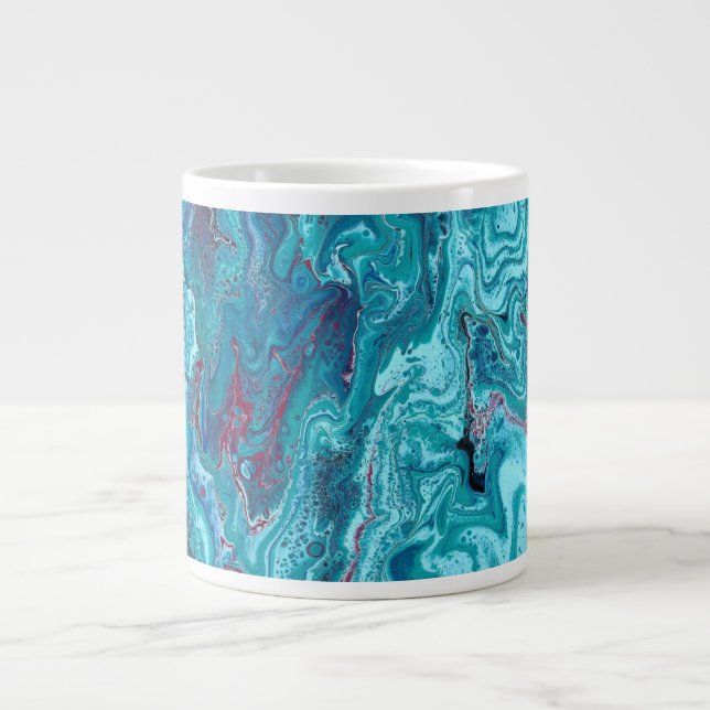 Baby Blue 2 Flowing Blue Acrylic Abstract Mug (Front)