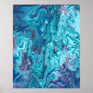 Baby Blue 2 Flowing Blue Acrylic Abstract Poster