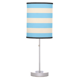 Baby Blue and Antique White Stripes Table Lamp