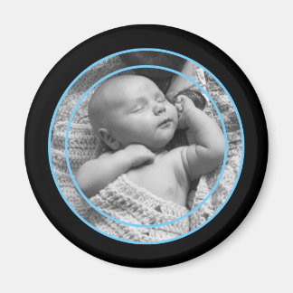 Baby Blue and Black Photo Frame Magnet