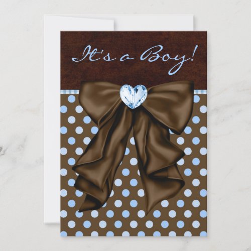 Baby Blue and Brown Baby Shower Invitation