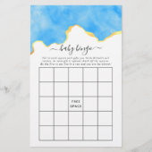 Baby Blue and Gold Agate Boy Baby Shower Bingo (Front)