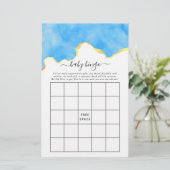 Baby Blue and Gold Agate Boy Baby Shower Bingo (Standing Front)