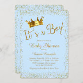 Baby Blue and Gold Baby Shower Invitation (Front/Back)