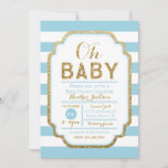 Baby Blue And Gold Baby Shower Invitation, Boy Invitation at Zazzle