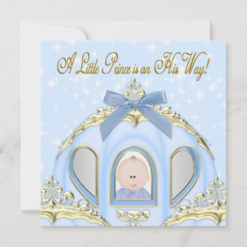 Baby Blue and Gold Prince Baby Shower Invitation