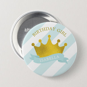 Baby Blue and Gold Tiara  "Birthday Girl" Button