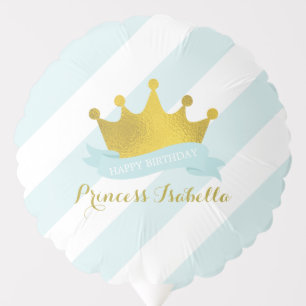 Baby Blue and Gold Tiara Princess Birthday Balloon