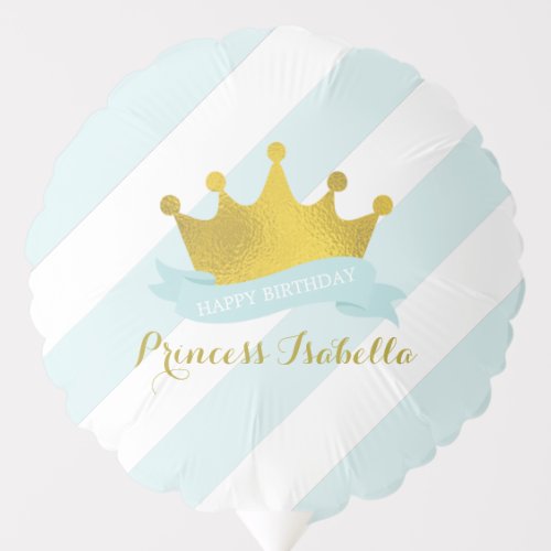 Baby Blue and Gold Tiara Princess Birthday Balloon