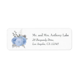 Baby Blue and Gold Vintage Shabby Roses Wedding Label