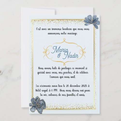 baby blue and golden invitations