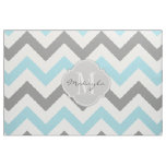 Baby Blue and Gray Chevron with Monogram Fabric