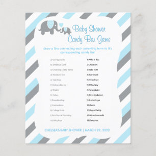 Baby Blue and Gray Stripe Elephant - Candy Bar Flyer