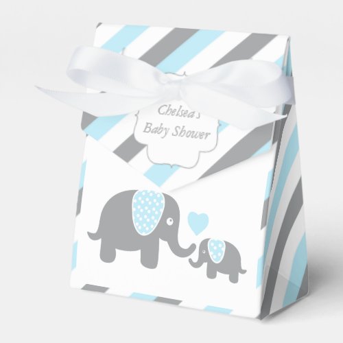 Baby Blue and Gray Stripe Elephant Favor Boxes