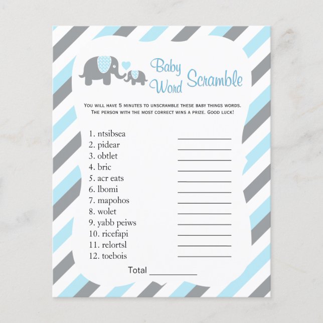 Baby Blue and Gray Stripe Elephant - Scramble Flyer (Front)