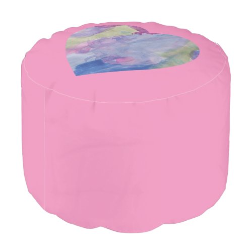 Baby blue and pink design pouf