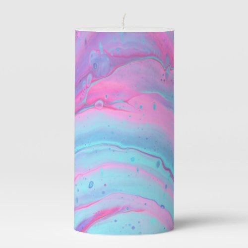Baby blue and pink pastel paint mix  pillar candle