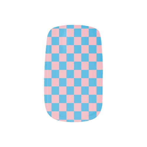 Baby Blue and Pink Plaid Minx Nail Wraps