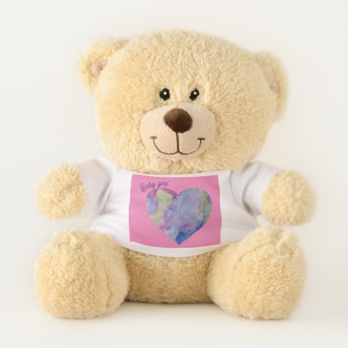 Baby blue and pink rainbow  teddy bear