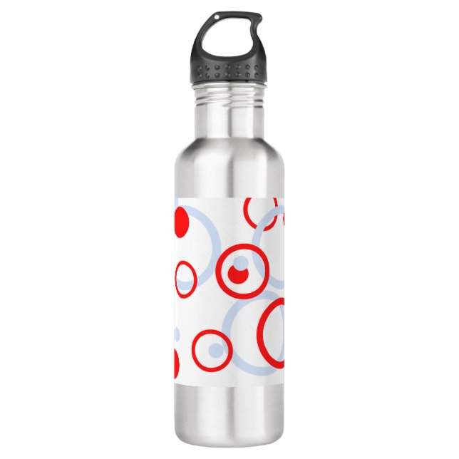 Baby Blue and Red Circles Stainless Steel Water Bottle (Front)